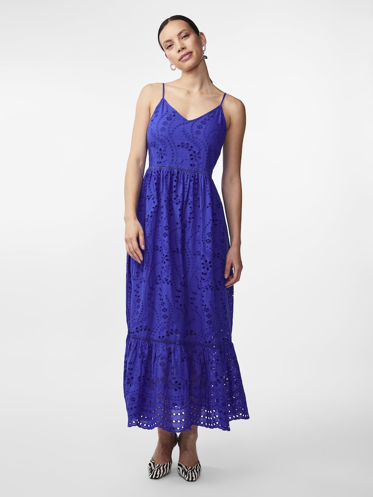 Y.A.S Blue Broderie Maxi Sun Dress - Image 1 of 3