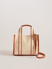 Ted Baker Natural Georjea Branded Webbing Canvas Small Tote Bag - Image 2 of 5