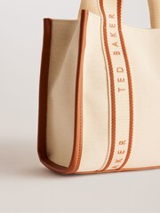 Ted Baker Natural Georjea Branded Webbing Canvas Small Tote Bag - Image 3 of 5