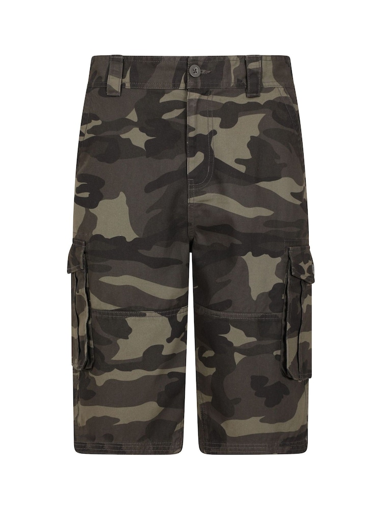 Mountain Warehouse Green Mens Camo 100% Cotton Lightweight Cargo Shorts - Image 1 of 4 Mountain Warehouse Green Mens Camo 100% Cotton Lightweight Cargo Shorts - Image 1 of 4