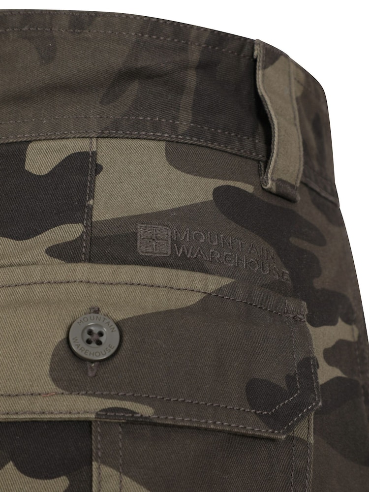 Mountain Warehouse Green Mens Camo 100% Cotton Lightweight Cargo Shorts - Image 4 of 4