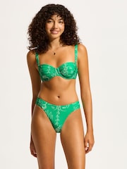 Seafolly Green Atlantis High Leg Ruched Side Bikini - Image 1 of 6