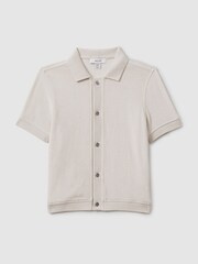 Off White - Reiss חולצת בד מגבת עם צווארון קובני, דגם Eden - תמונה 1 מתוך 4