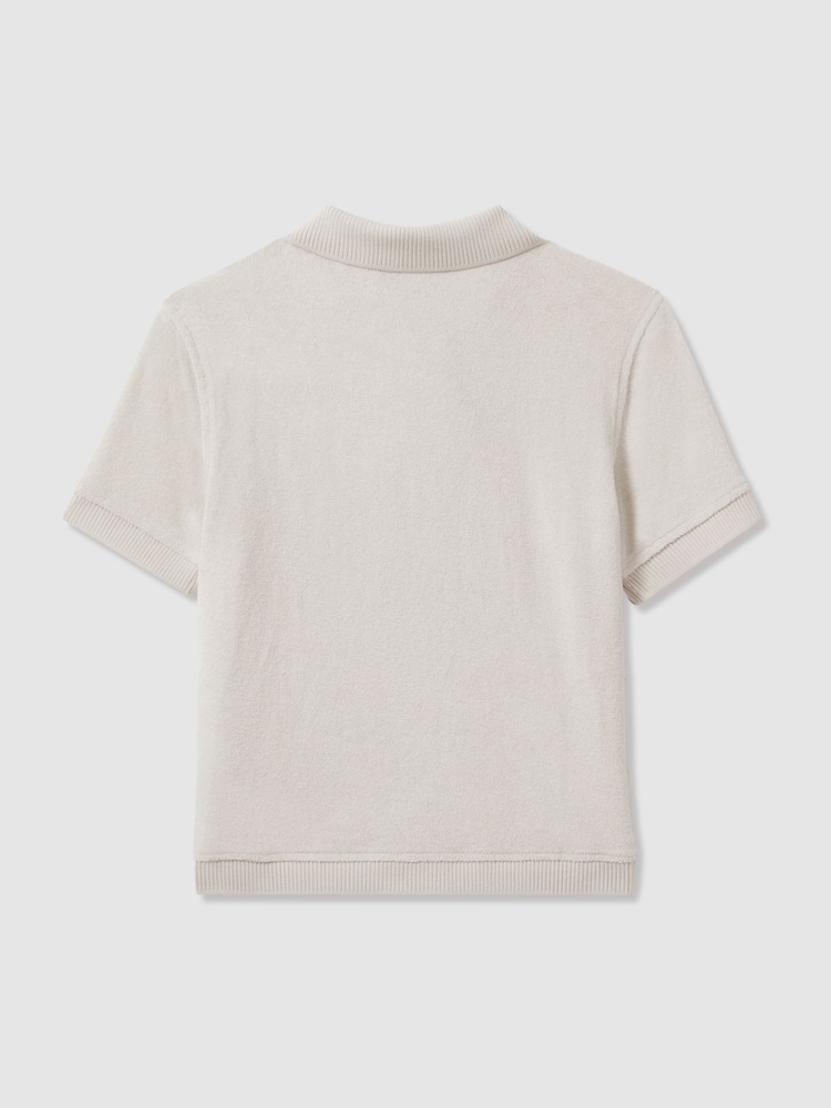 Off White - Reiss חולצת בד מגבת עם צווארון קובני, דגם Eden - תמונה 2 מתוך 4