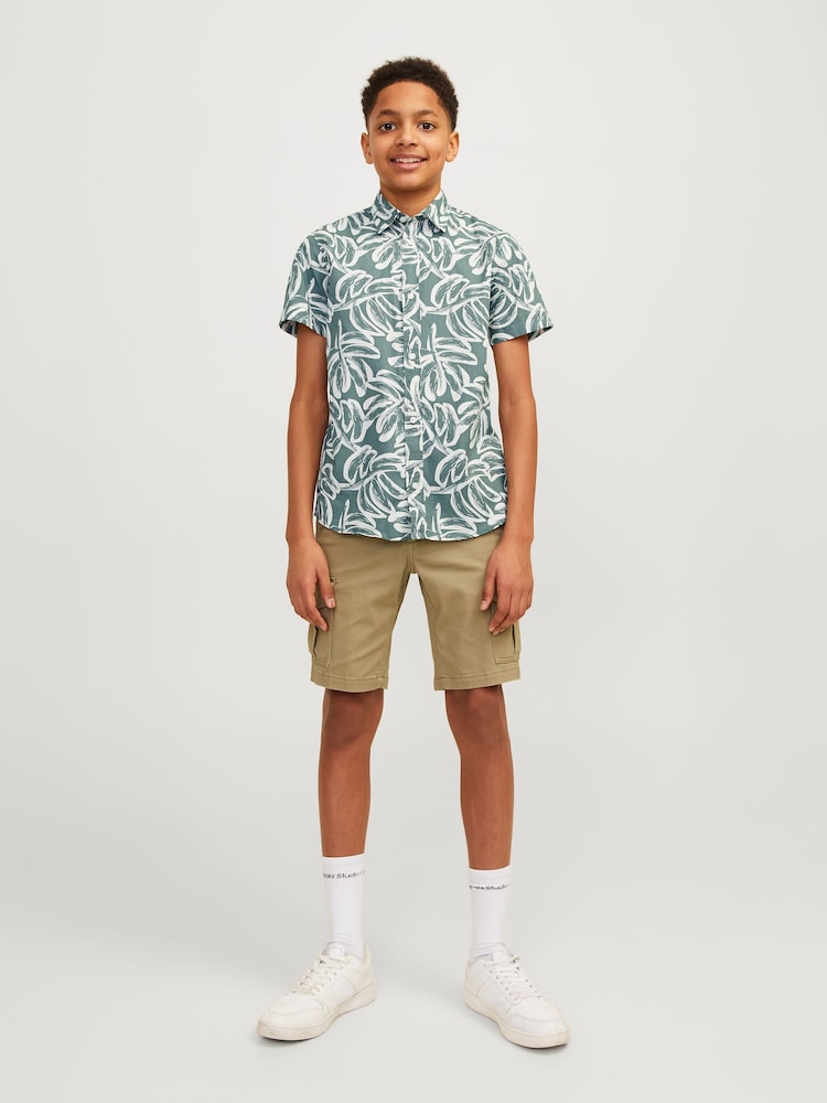 JACK & JONES JUNIOR Green 100% Cotton Printed Summer Short Sleeve Shirt - Image 1 of 7