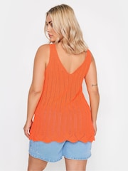 Yours Curve Orange Crochet Knitted Vest - Image 4 of 6