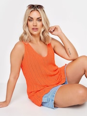 Yours Curve Orange Crochet Knitted Vest - Image 5 of 6