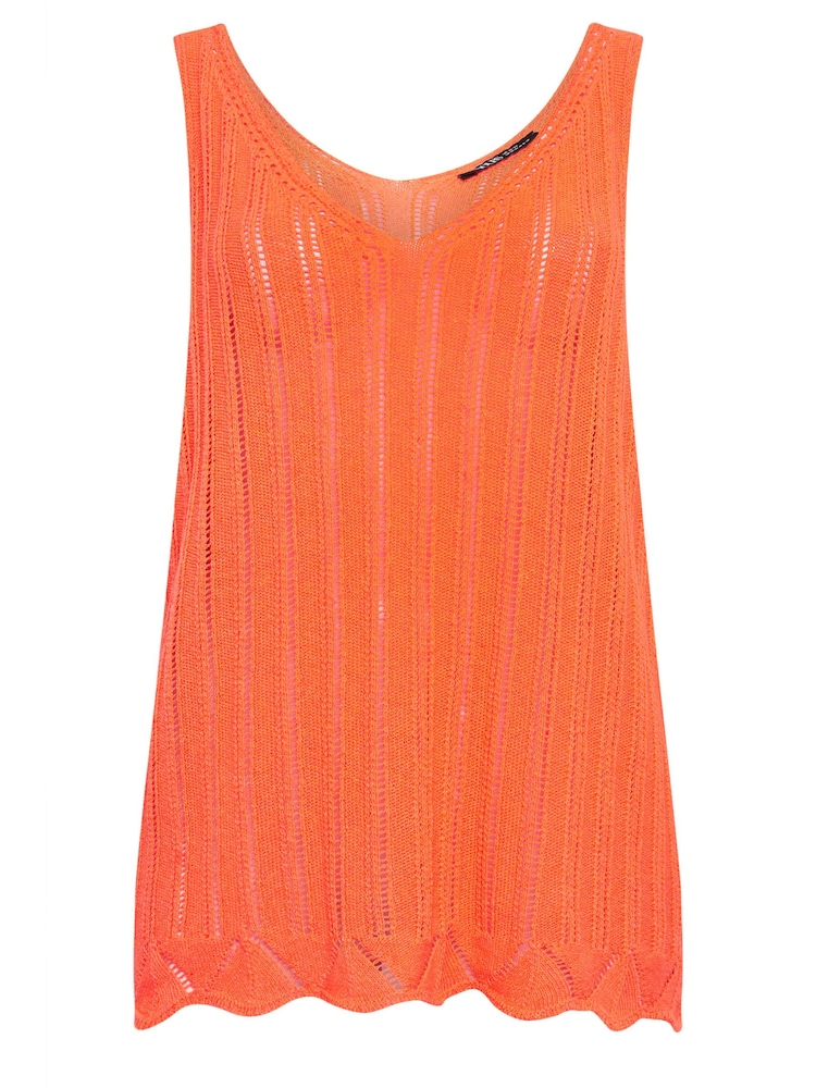Yours Curve Orange Crochet Knitted Vest - Image 6 of 6