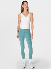 Sweaty Betty Reef Teal Blue Marl 7/8 Length Super Soft Yoga Leggings - Image 2 of 8