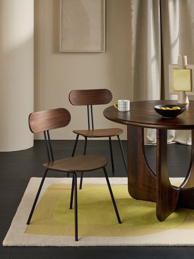 MADE.COM Set of 2 Walnut Tambo Dining Chairs - Image 1 of 4