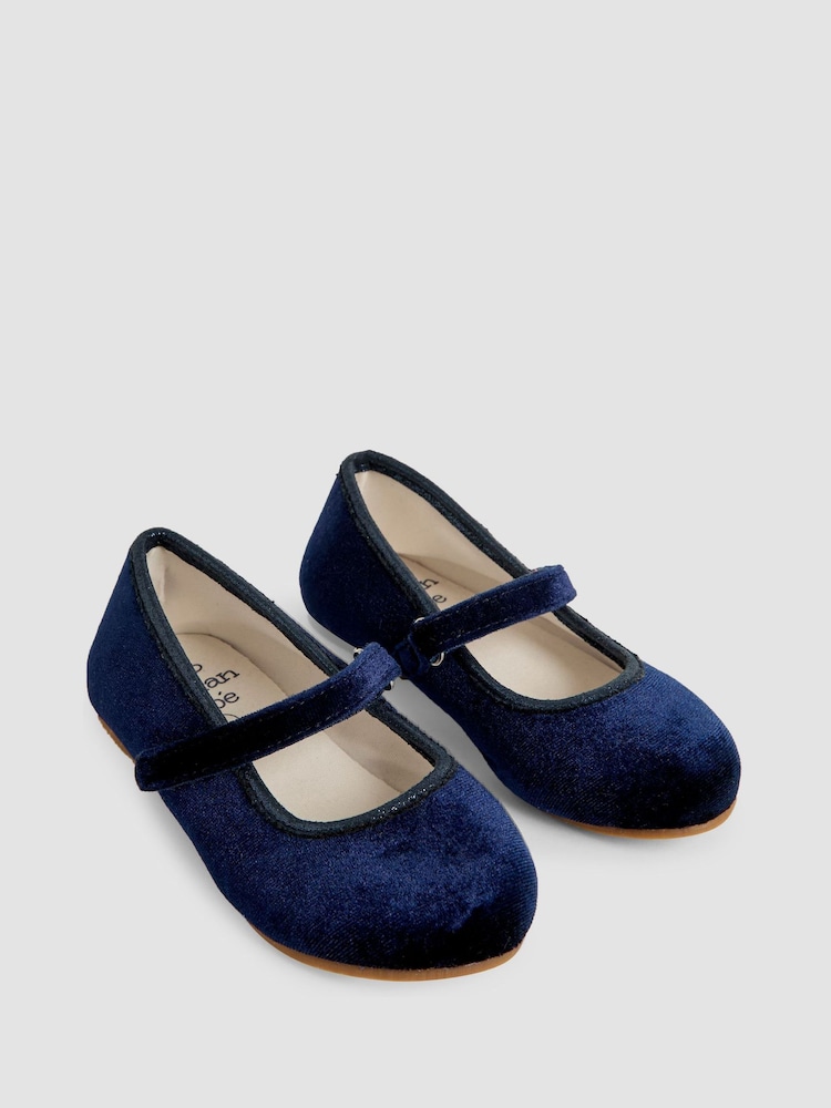 JoJo Maman Bébé Navy Ballet Shoes - Image 1 of 4 JoJo Maman Bébé Navy Ballet Shoes - Image 1 of 4