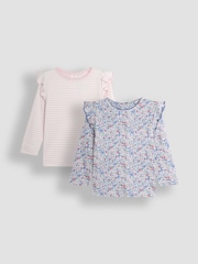 JoJo Maman Bébé Pink 2-Pack Frill Tops - Image 1 of 5