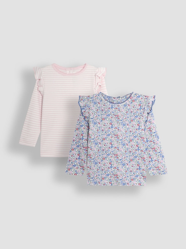 JoJo Maman Bébé Pink 2-Pack Frill Tops - Image 1 of 5