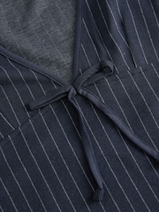 Navy Blue Pinstripe Sleeveless Pinafore Mini Dress - Image 6 of 7