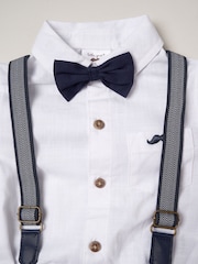 Little Gent Natural 100% Cotton Shirt Bodysuit Bowtie Loop Brace And Trousers Outfit Set - Image 4 of 4
