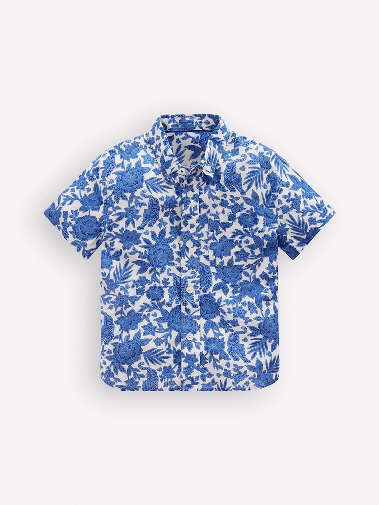 Boden Blue Cotton Linen Shirt - Image 1 of 3 Boden Blue Cotton Linen Shirt - Image 1 of 3