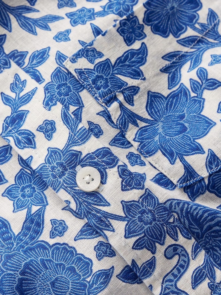 Boden Blue Cotton Linen Shirt - Image 3 of 3 Boden Blue Cotton Linen Shirt - Image 3 of 3
