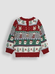 JoJo Maman Bébé Red Knitted Christmas Festive Friends Fair Isle Jumper - Image 2 of 8