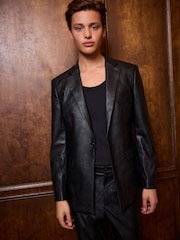 Black EDIT Faux Leather Blazer - Image 1 of 9