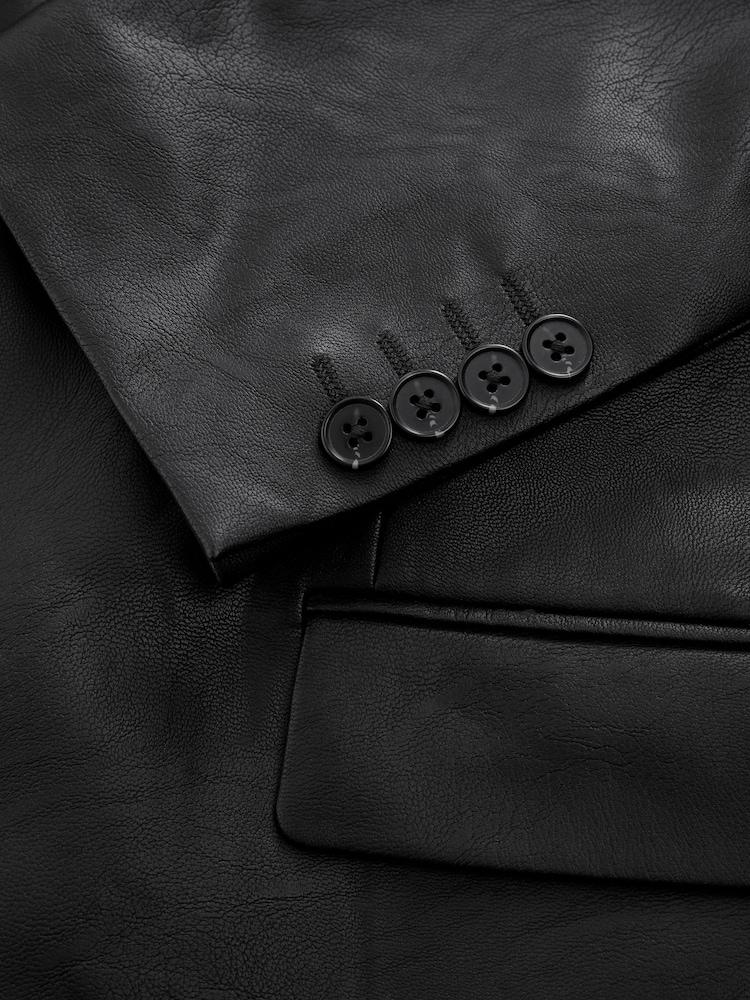 Black EDIT Faux Leather Blazer - Image 9 of 9