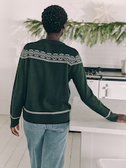 Dark Green Matching Family Womens Christmas Hamish The Highland Cow Jumper with Wool - Image 2 of 8