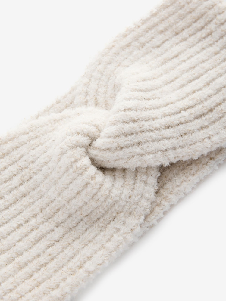Cream/Gold Knitted Headband - Image 2 of 3 Cream/Gold Knitted Headband - Image 2 of 3