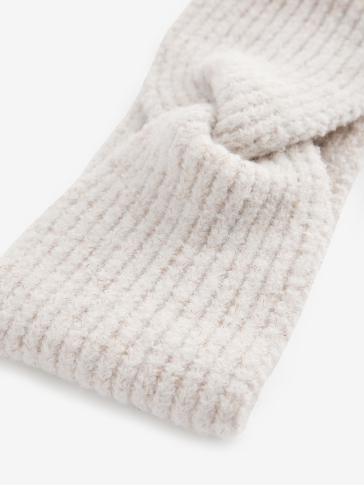 Cream/Gold Knitted Headband - Image 3 of 3 Cream/Gold Knitted Headband - Image 3 of 3