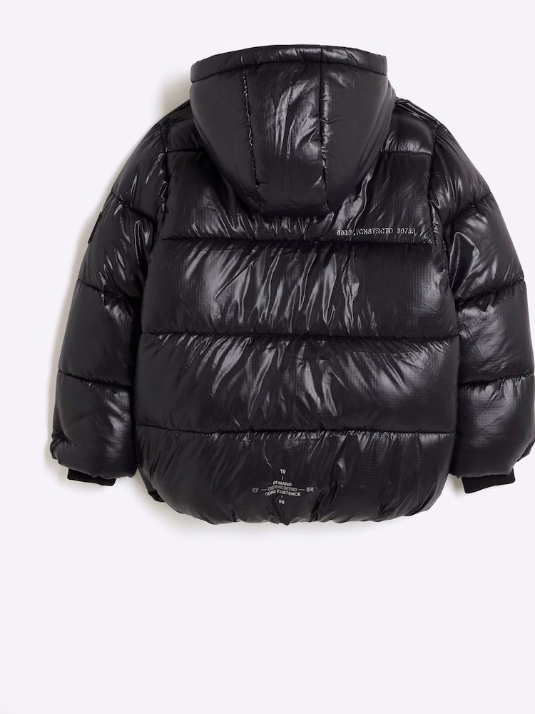 River Island Black Boys Heavy Weight Puffer Coat - Image 2 of 4