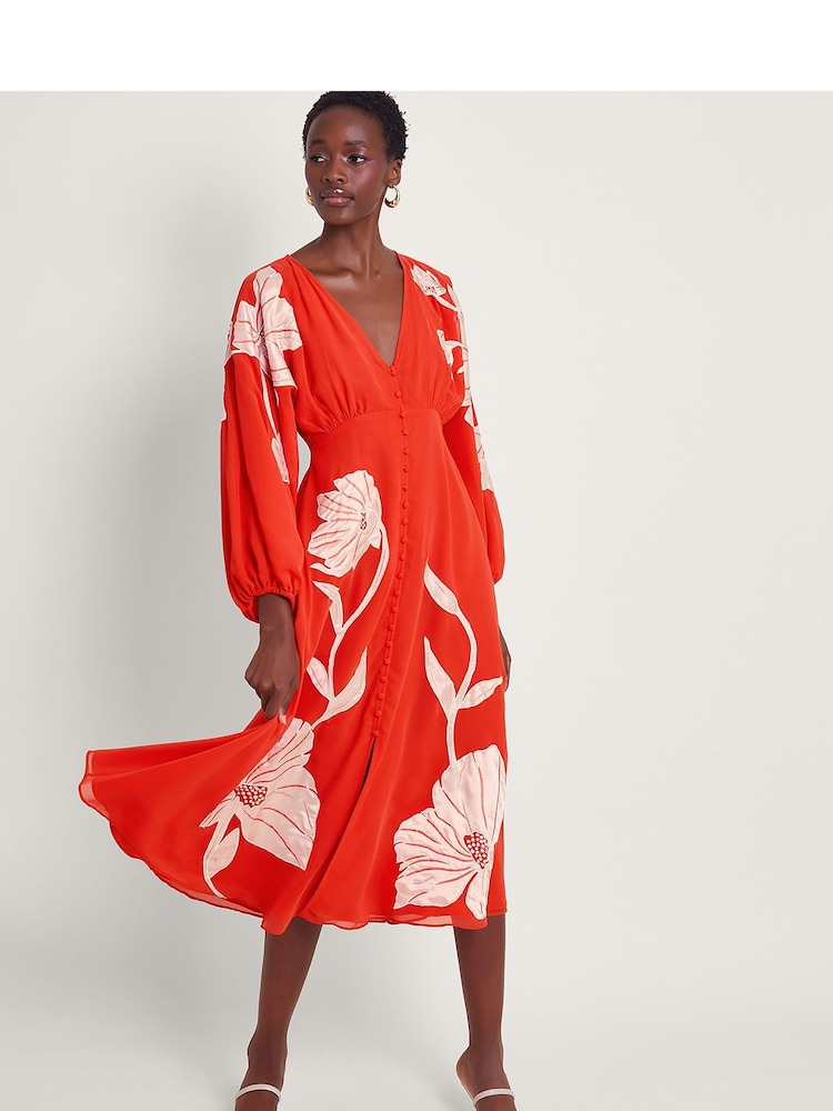 Monsoon Orange Talia Lace Dress - Image 1 of 5