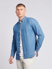 U.S. Polo Assn. Blue Mens Chambray 100% Cotton Shirt - Image 1 of 6