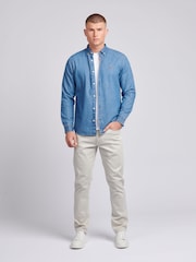 U.S. Polo Assn. Blue Mens Chambray 100% Cotton Shirt - Image 4 of 6