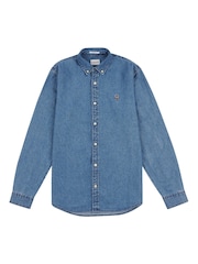 U.S. Polo Assn. Blue Mens Chambray 100% Cotton Shirt - Image 5 of 6