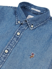 U.S. Polo Assn. Blue Mens Chambray 100% Cotton Shirt - Image 6 of 6