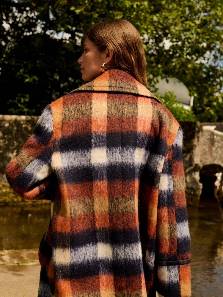 Check Overcoat with Revere Collar - Image 3 of 7