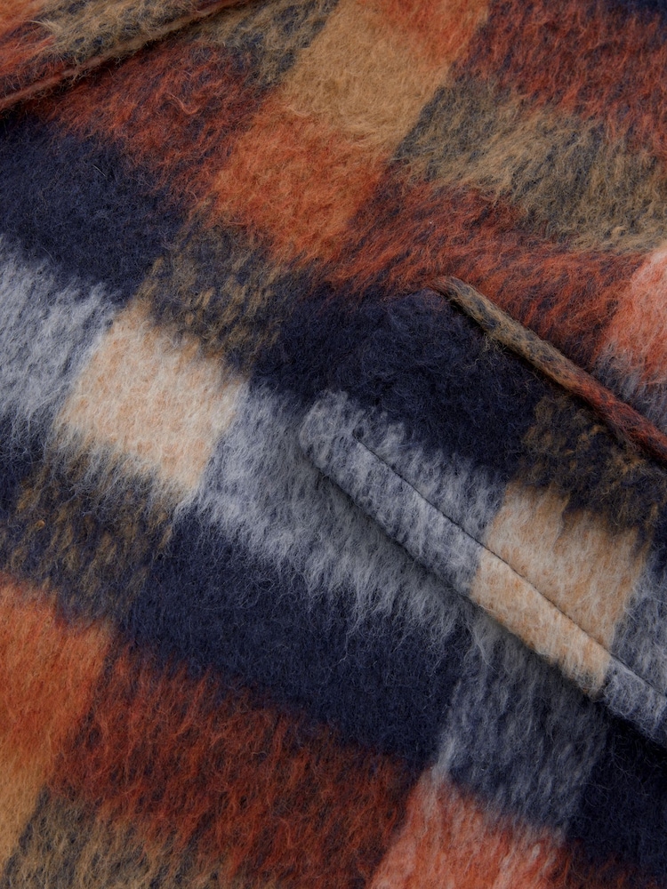Check Overcoat with Revere Collar - Image 6 of 7
