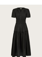 Monsoon Black 100% Cotton Frill Lorena Midi Dress - Image 5 of 5