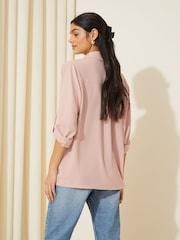 Friends Like These Pink Petite Long Sleeve Utility Style Button Through Shirt - Image 4 of 4