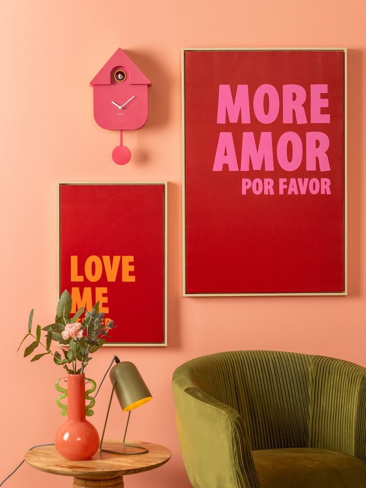 Karlsson Bright Pink Modern Cuckoo ABS Wall Clock - Image 1 of 4