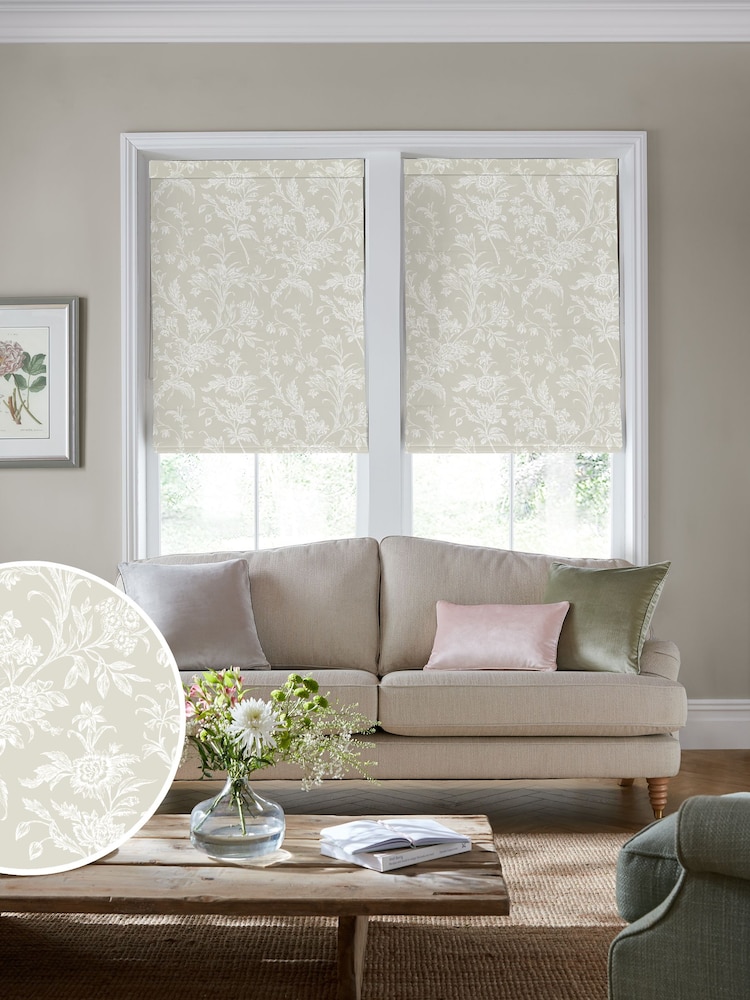 Laura Ashley Dove Grey Lloyd Made to Measure 100% Cotton Roman Blinds - Image 1 of 6