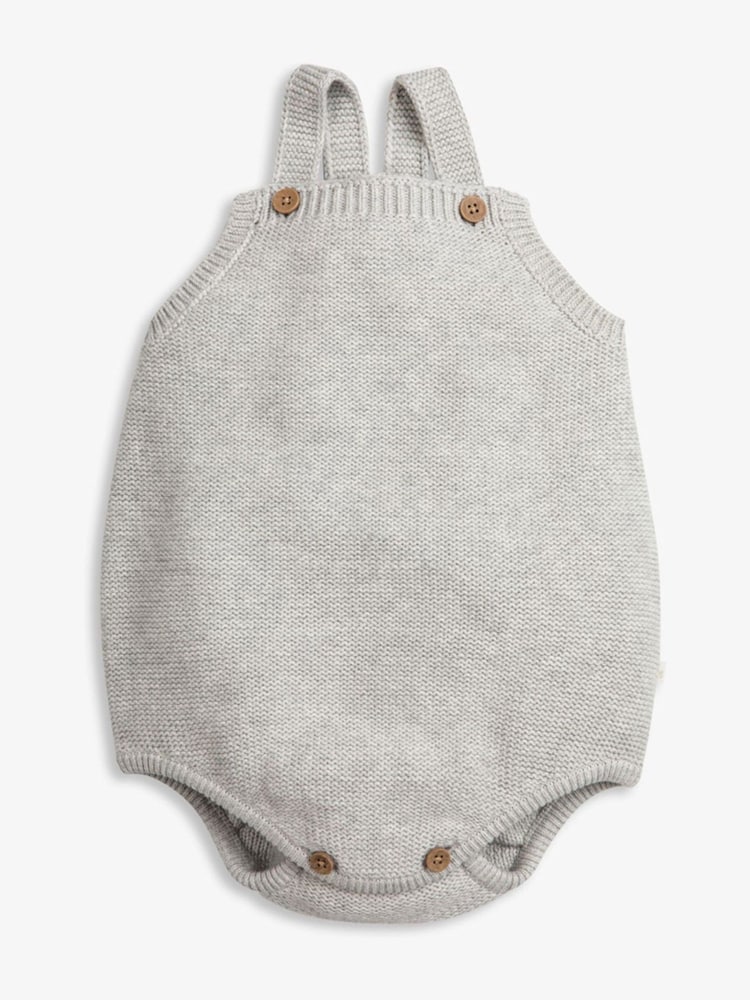 The Little Tailor Grey Stylish 100% Cotton Baby Knitted Romper - Image 1 of 3