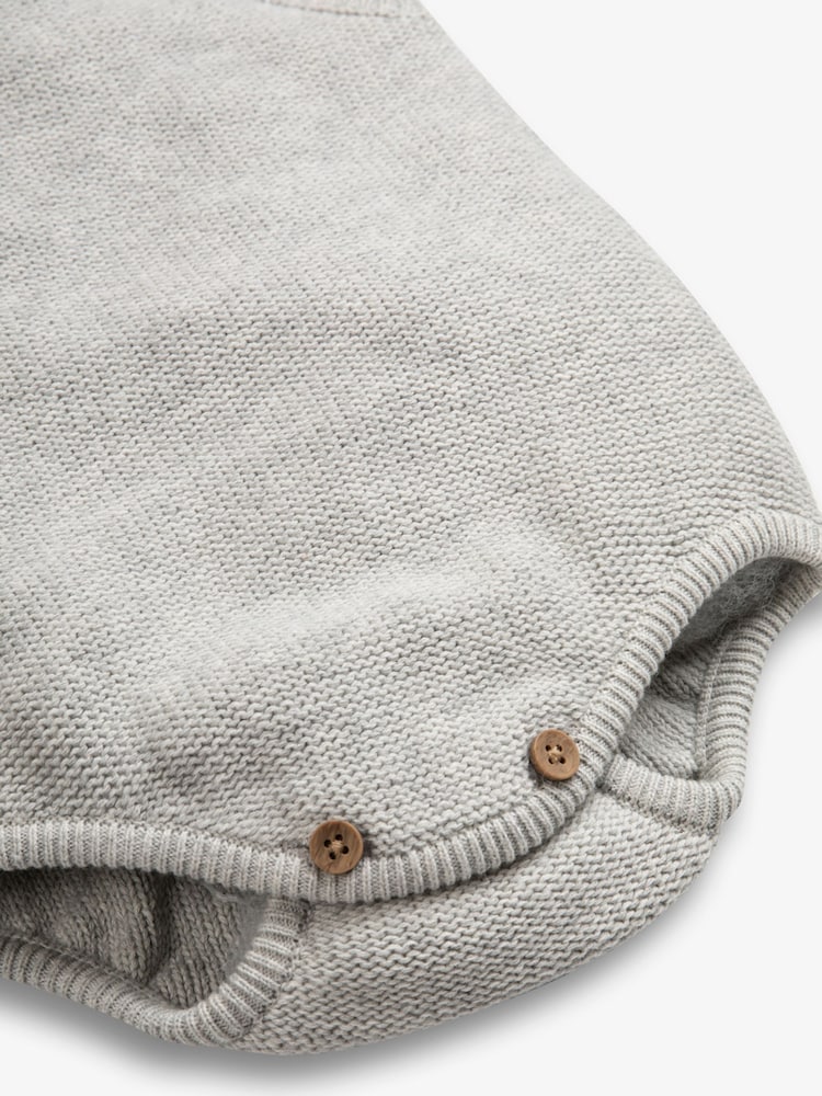 The Little Tailor Grey Stylish 100% Cotton Baby Knitted Romper - Image 3 of 3 The Little Tailor Grey Stylish 100% Cotton Baby Knitted Romper - Image 3 of 3
