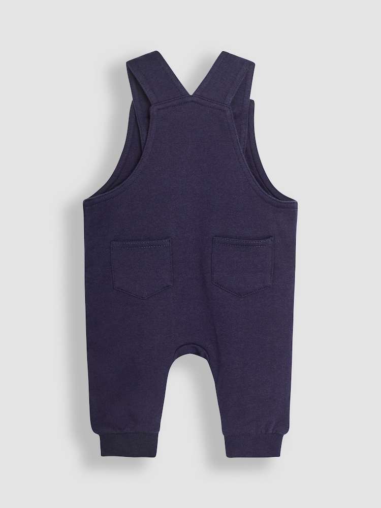 JoJo Maman Bébé Navy Blue Digger Appliqué Dungarees & Top Set - Image 2 of 4