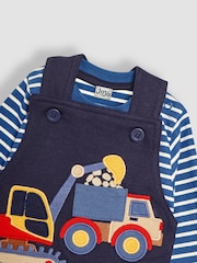JoJo Maman Bébé Navy Blue Digger Appliqué Dungarees & Top Set - Image 4 of 4