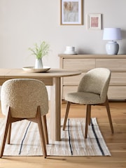 Set of 2 Tweedy Boucle Mink Preston Dark Wood Leg Dining Chairs - Image 1 of 8