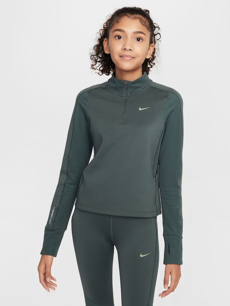Nike Vintage Green Pro Therma-FIT Long-Sleeve Half Zip Training Top - Image 1 of 6