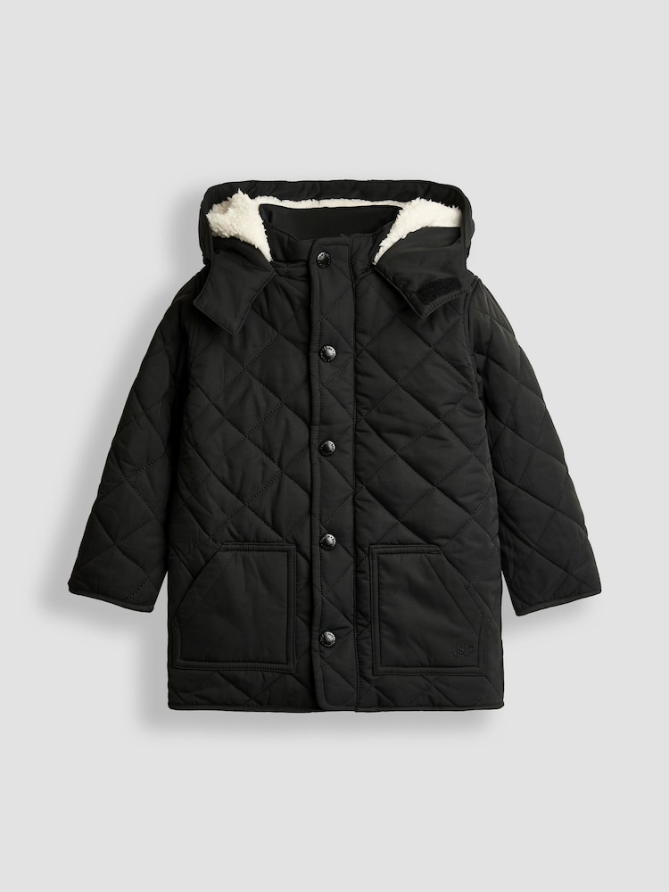 JoJo Maman Bébé Black Quilted Coat - Image 1 of 3