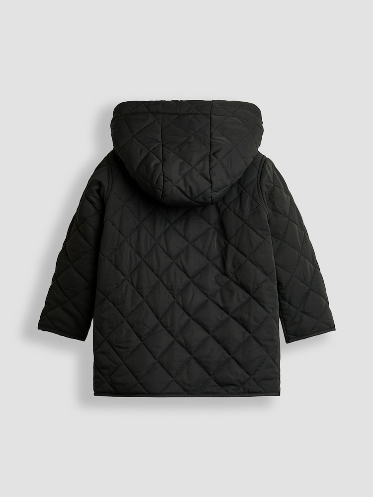 JoJo Maman Bébé Black Quilted Coat - Image 2 of 3