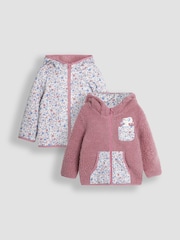 JoJo Maman Bébé Pink Mouse Reversible Hooded Teddy Fleece - Image 1 of 7