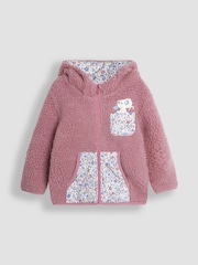 JoJo Maman Bébé Pink Mouse Reversible Hooded Teddy Fleece - Image 4 of 7