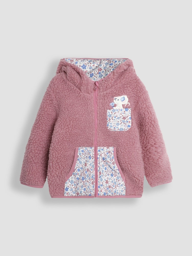 JoJo Maman Bébé Pink Mouse Reversible Hooded Teddy Fleece - Image 4 of 7